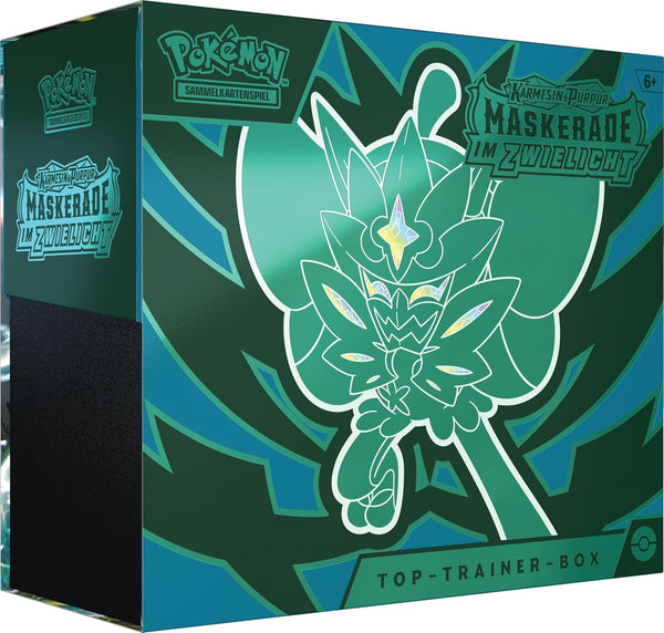 Pokémon-Sammelkartenspiel: Top-Trainer-Box Karmesin & Purpur – Maskerade im Zwielicht